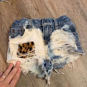 Hand distressed and patched baby shorts 9 month
